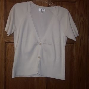 White short sleeve size medium cardigan sweater